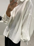 Wenkouban-Christmas Thanksgiving Simple Long Sleeves Loose Buttoned Pleated Solid Color Lapel Collar Blouses&Shirts Tops