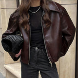 Wenkouban-spring outfits 2025 European and American Autumn and Winter New Style Motorcycle Leather Jackets Fashionable and High-Level Women's Loose Jacke
