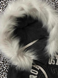 Wenkouban-American Gothic Letter Print Retro Fur Collar Black Zipper Hoodie Y2K Millennial Hot Girl Slim Warm Harajuku Street Casual Top
