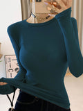 Wenkouban-Thin T Shirt Women Cotton Long Sleeve Top T-Shirts Korean Style Slim Elastic Woman Clothes Tee Shirt Spring Camisetas De Mujer