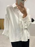 Wenkouban-Christmas Thanksgiving Simple Long Sleeves Loose Buttoned Pleated Solid Color Lapel Collar Blouses&Shirts Tops