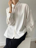 Wenkouban-Christmas Thanksgiving Simple Long Sleeves Loose Buttoned Pleated Solid Color Lapel Collar Blouses&Shirts Tops