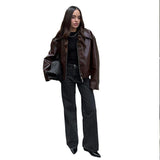 Wenkouban-spring outfits 2025 European and American Autumn and Winter New Style Motorcycle Leather Jackets Fashionable and High-Level Women's Loose Jacke