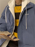 Wenkouban-Vintage Oversize Mock Zweiteilige Puffer Jacke mit Hoodie- Streetwear y2k outfits Fall Outfits Christmas Thanksgiving Gift New Year's Eve