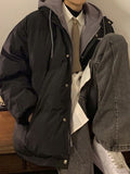 Wenkouban-Vintage Oversize Mock Zweiteilige Puffer Jacke mit Hoodie- Streetwear y2k outfits Fall Outfits Christmas Thanksgiving Gift New Year's Eve