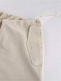 Wenkouban-Light colored baggy parachute cargo pants with drawstring and low waist- Streetwear y2k outfits Fall Outfits Christmas Thanksgiving Gift New Year's Eve