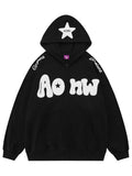 Wenkouban-Oversize Hoodie mit Y2K Flockdruck- Streetwear y2k outfits Fall Outfits Christmas Thanksgiving Gift New Year's Eve