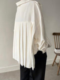 Wenkouban-Christmas Thanksgiving Simple Long Sleeves Loose Buttoned Pleated Solid Color Lapel Collar Blouses&Shirts Tops