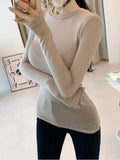 Wenkouban-Thin T Shirt Women Cotton Long Sleeve Top T-Shirts Korean Style Slim Elastic Woman Clothes Tee Shirt Spring Camisetas De Mujer