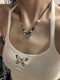 Wenkouban-Vintage Beaded Stone Butterfly Necklace/Vintage Beaded Stone Butterfly Necklace- Streetwear y2k outfits Fall Outfits Christmas Thanksgiving Gift New Year's Eve