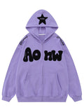 Wenkouban-Oversize Hoodie mit Y2K Flockdruck- Streetwear y2k outfits Fall Outfits Christmas Thanksgiving Gift New Year's Eve