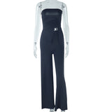 birthday outfit Style Ins Women's Solid Color Fashion Suit Sexy Wrapped Chest Irregular Bellyband Trousers Casual Suit
