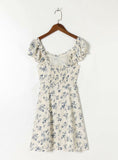 dress Summer New Arrival Vintage Floral Print Slim-Fit Chest Bow Short Skirt for Women