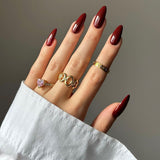 women’s fall fashion 2024 Wear Nail Piece High Sense Autumn 2024 Solid Color Nail Fake Nail Almond-Shaped Glossy Removable Nail Piece Finished Product