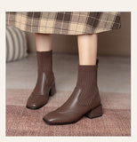 Wenkouban Autumn Winter New Ankle Socks Shoes Women Fashion Large Size  Knitted Short Boots Women Slip On High Heels