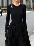 Wenkouban-Christmas Outfit New Year's Eve Dress party look inspos Vintage Knitted Midi Party Dresses for Women Fashion New Casual Hollow Out Black Dresses Autumn Winter Female Elegant Robe