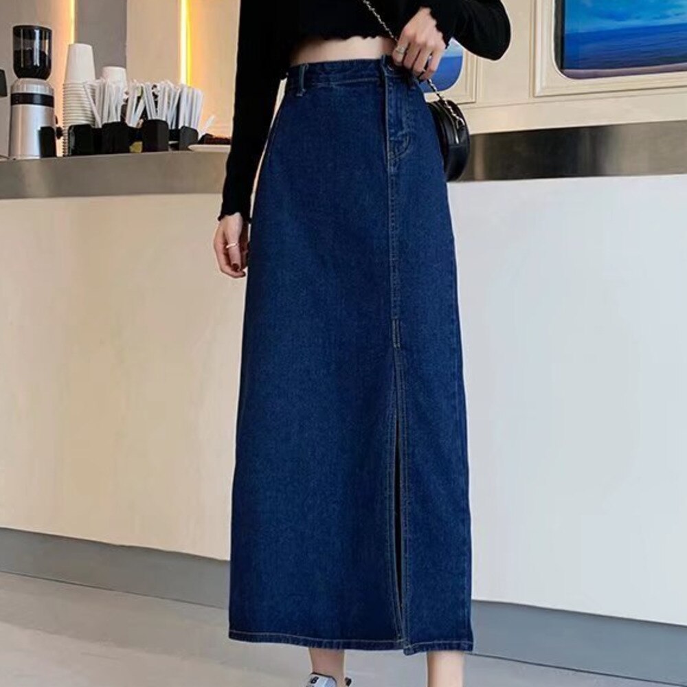 Wenkouban Denim Skirt   Woman Jeans Skirt Wide Leg Denim Clothing Blue Jeans Vintage Quality  Fashion Straight Pants