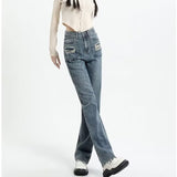 Wenkouban Narrow Edition Wide Leg Jeans For Women In Summer, New Design Sense, High Waist, Loose Fitting, Slim Straight Pants, Summer