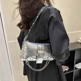 Wenkouban-Women Fashion Shoulder Bag Gothic Ladies Bag Cool Style Trendy Rock Girls Handbag Y2K Rivet Chain for Travel Vacation Daily