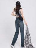 Wenkouban Women's Spring And Autumn New Korean Version High Waist Slimming All-match Design Niche Retro Mopping Straight Pants
