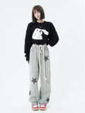 Wenkouban Yellow Mud Color Street Zippered Jeans  Women's High Street Trendy Straight Leg Pants  Slimming Micro Flared Pants