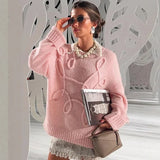 Wenkouban Fashion Casual Pullovers For Women Solid Color Round Neck Long Sleeve Knitted Sweater Loose Female 2024 Autunn Winter New