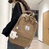 Wenkouban-Stripe Cute Corduroy Woman Backpack Schoolbag For Teenage Girls Boys Small Harajuku Female College Bag Student Lady Book Pack