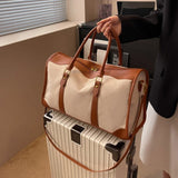 Wenkouban-Women Travel Storage Handbag Vintage Fitness Luggage Bag Single Shoulder Crossbody Bag Large Nylon PU Leather Bag 2024 Handbags