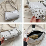 Wenkouban-Women Fashion Shoulder Bag Gothic Ladies Bag Cool Style Trendy Rock Girls Handbag Y2K Rivet Chain for Travel Vacation Daily
