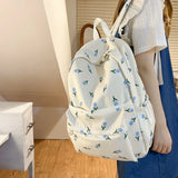 Wenkouban-Fashion Large Capacity Women Backpack Waterproof Nylon School Bag Tulip Floral Travel Rucksack Students