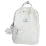 Wenkouban-Stripe Cute Corduroy Woman Backpack Schoolbag For Teenage Girls Boys Small Harajuku Female College Bag Student Lady Book Pack