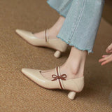 Wenkouban Shoes for Women New Bow Knot Thick with A Word with Summer Fashion Versatile Ladies Single Shoes Sandal