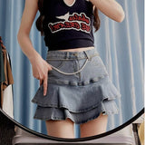 Wenkouban Lazy Skirt Harajuku Simple And Versatile Trend Women Ins Solid Color New A-type Midskirt High Waist Literary Denim Skirt