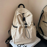 Wenkouban-Junior High School Student Schoolbag Women 2024 New Backpack Cloth Bag Casual Fashion Pleat High-Grade Backpack Women