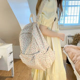 Wenkouban-Fashion Large Capacity Women Backpack Waterproof Nylon School Bag Tulip Floral Travel Rucksack Students