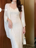 Wenkouban-Christmas Outfit New Year's Eve Dress party look inspos Spaghetti Strap Elegant Women Summer Dress Sleeveless Casual Solid Chic Bodycon Slim Midi Party Clothes Female Long Robe Mujers