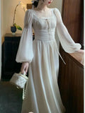 Wenkouban-Christmas Outfit New Year's Eve Dress party look inspos Spring Summer Women Fashion Elegant Casual Midi Party Dress Vintage A-Line Solid Chic Prom Wedding Vestidos Female Clothes Robe