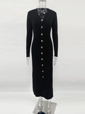 Wenkouban Fall Winter Long Sleeve Knitted Dress Button Slit Female Sweater Cardigan Dresses Slim Solid Elegant Office Lady Clothes