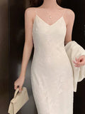 Wenkouban-Christmas Outfit New Year's Eve Dress party look inspos Spaghetti Strap Elegant Women Summer Dress Sleeveless Casual Solid Chic Bodycon Slim Midi Party Clothes Female Long Robe Mujers