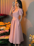 Wenkouban Women's Short Sleeve Slit Slim Dress, Elegant Party Dress, Prom Clothing, Female Fashion, Summer, New, 2024