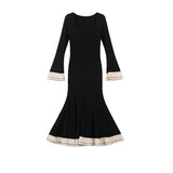 Wenkouban-Christmas Outfit New Year's Eve Dress party look inspos Casual Women's Dresses Square Collar Flare Long Sleeve Patchwork Mermaid Evening Party Long Dress Elegant Bodycon Vestidos Mujer