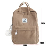 Wenkouban-Stripe Cute Corduroy Woman Backpack Schoolbag For Teenage Girls Boys Small Harajuku Female College Bag Student Lady Book Pack