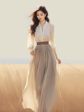 Wenkouban French Light Luxury Shirt Dress Set 2023 Autumn New Elegant Fashion Long Sleeve High Waist Lace-up Casual Chic Female Clothing