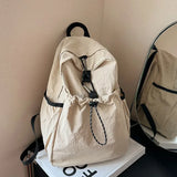 Wenkouban-Junior High School Student Schoolbag Women 2024 New Backpack Cloth Bag Casual Fashion Pleat High-Grade Backpack Women