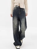 Wenkouban High Waisted Wide Leg Jeans Show A Slim Pear Shaped Figure, Wear Trendy And Stylish Ruffled Street Mop Pants For Women's Jeans