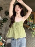 Wenkouban Korean Sweet Cami Top Bowknot Lace-Up Sleeveless T-Shirt Elegant Youth Clothes Women Fashion Off Shoulder 2023 New