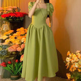 Wenkouban Women's Short Sleeve Slit Slim Dress, Elegant Party Dress, Prom Clothing, Female Fashion, Summer, New, 2024