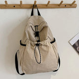 Wenkouban-Junior High School Student Schoolbag Women 2024 New Backpack Cloth Bag Casual Fashion Pleat High-Grade Backpack Women