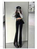 Wenkouban Split Jeans Women's Spring And Autumn New High-waisted Slim Fit Slim Wide-legged Micro-trumpet Mopping Pants Trendy Ins