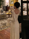 Wenkouban-Christmas Outfit New Year's Eve Dress party look inspos New Autumn Elegant Party Dresses For Women Vintage Solid A-Line Slim Lace Long Sleeve Vestidos Female Prom Robe Mujer Casual